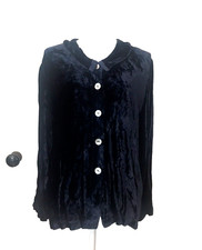 New Palette Black Velvet Kimono Jacket Top Size M L Holiday Party Made in USA