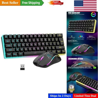 Ergonomic Wireless Keyboard & Honeycomb Mouse Combo - 60% Design for Gamers