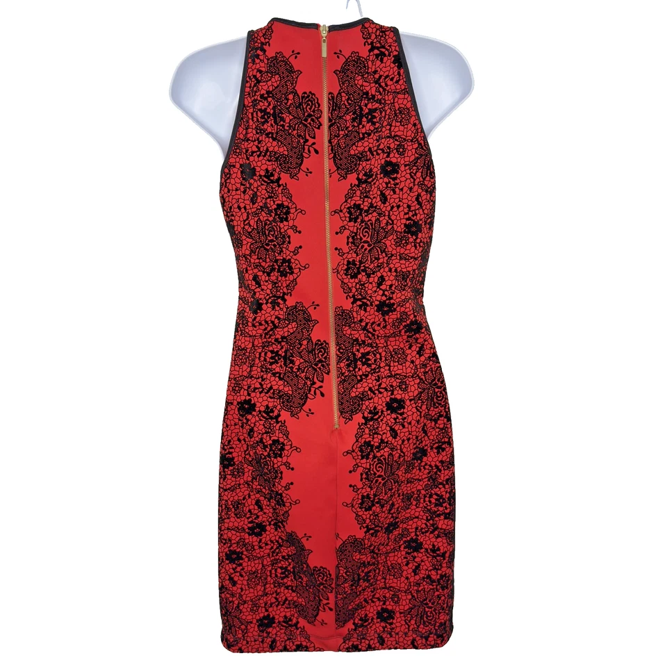 Vestido De Colección Y2K B Darlin Para Mujer 7/8 Rojo Negro Terciopelo Floral Halter Hada Grunge Foto 2 de 4