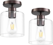 Oil Rubbed Bronze Semi Flush Mount Ceiling Light Modern Farmhouse 2 Pack