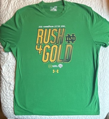 Under Armour Notre Dame Fighting Irish  Rush 4 Gold T-Shirt Green XL