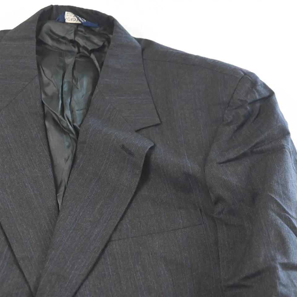 De Colección Hecho en EE. UU. Nordstrom 46L 40x32 Gris Rayas 100% Lana Hombres Chaqueta Pantalones Traje Foto 3 de 4
