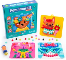Pom Pom Kit - Arts and Crafts for Kids, Mess Free Crafting Supplies & Projects, 