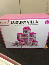 TEMI Doll House Girls Toys 4-Story 12 Rooms Playhouse with 2 Dolls Toy Figures