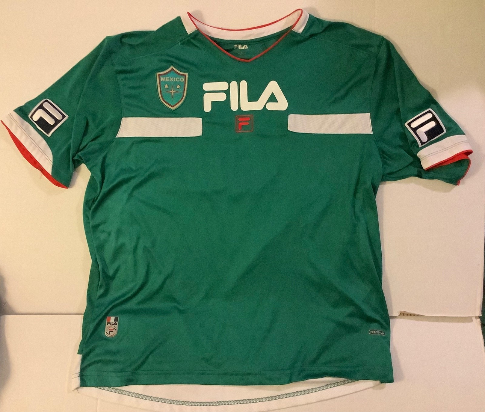 FILA MEXICO SOCCER Performa Green Number 9 athletic Shirt LARGE Futbol Mexicano