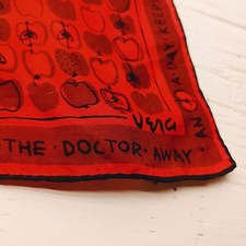 Vtg 1960's Vera Neumann Pure Silk Red Apple A Day Keeps The Doctor Away Scarf
