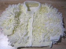 Loopy Hand knitted Girls Cardigan Shaded White/Lemon DK  Age 1 Year