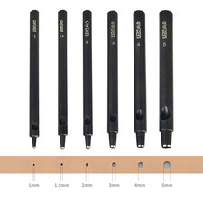 Professional 6Pc Leather Hollow Punch Set, Size 1.0-5.0Mm, Black, Steel, Manual,