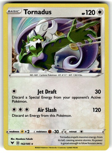 Tornadus 142/185 Holo Rare Vivid Voltage Pokemon NM