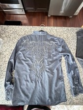 Roar Signature Men's Long Sleeve Button-Up Shirt L Embroidered