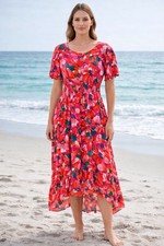 Abel The Label Floral Midi Dress L Smocked Boho Cottagecore