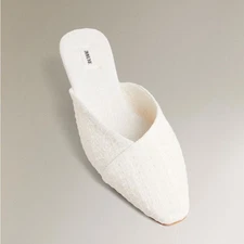 ZARA Home Cream Off White Linen Mule House Slipper Size 8 NWT