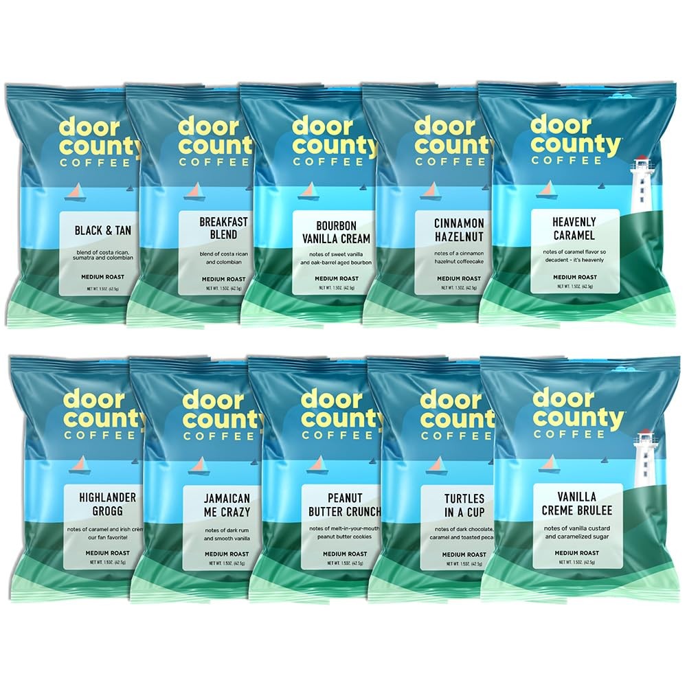 Gourmet Flavored Coffee Sampler Pack - 10 Bags Of Unique Fla