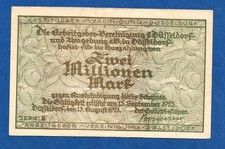 07 094 Notgeld Arbeitgeber-Vereinigung D&uuml;sseldorf 2 Millionen Mark, 13.8.1923