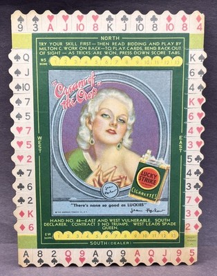 1930's Lucky Strike Cigarettes Film Star Large Bridge Card Jean Harlow T14