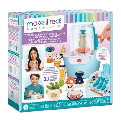 Mini Pottery Studio - 26-Piece DIY Pottery Kit with Mess-Dry Clay - Create 10...