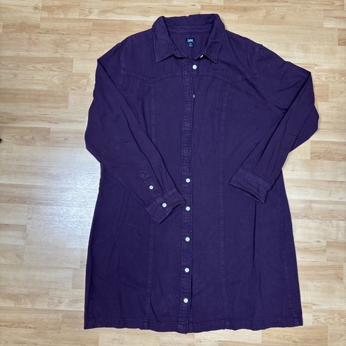 Lee, Lee Shirt Dress XXL Purple Button Front Western Cowgirl Heritage Casual Rodeo