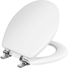 BEMIS Weston Round Soft Close Enameled Wood Metal Hinge Toilet Seat in White