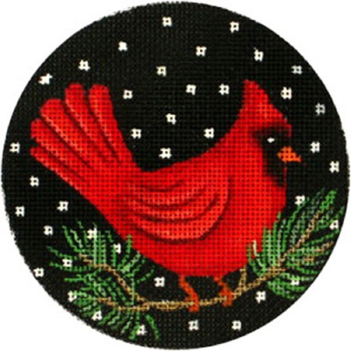 Needlepoint Handpainted Christmas Amanda Lawford Cardinal 4" - Picture 2 of 4