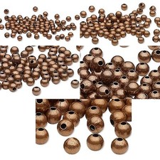 100 Antique Copper Finished Steel Metal Round Spacer Accent Beads Small - Big
