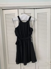 NEW Express Women's Beautiful Black Sleeveless Lined Belted Dress Medium M $79