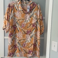 NEW Tommy Bahama Silk Hawaiian Shirt Monstera Tropical Camp Orange XL