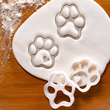 Set of 2 Small Cute Real Paw Cookie Cutters - dog treats birthday adoption