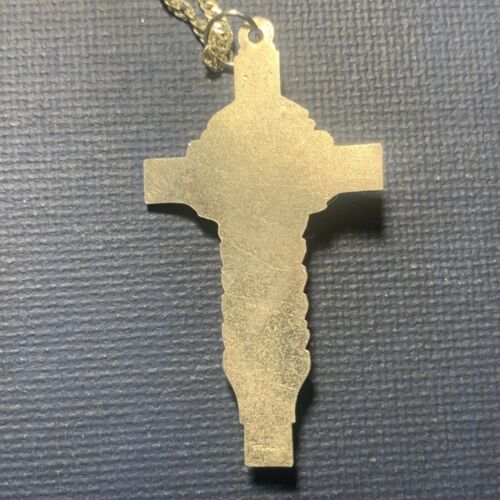 Vintage Sterlingsilber INRI Kruzifix Anhänger Halskette 24" Kette gedreht kubanisch - Bild 3 von 10