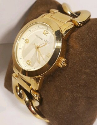Women Michael Kors Watch Runway Mk3161 Gold Case Steel Twist 