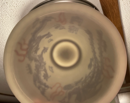 Cuenco Anhua de porcelana china con dragón litofano azul - Imagen 8 de 8
