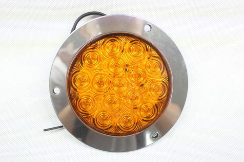 12-24V LED Yellow Round Reverse Brake Turn Signal Truck Trailer Rear Tail Light - Picture 2 of 10