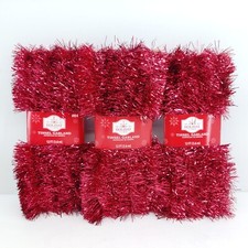 Holiday Time Red Tinsel Garland 12 ft Lot of 3 Total of 36 ft