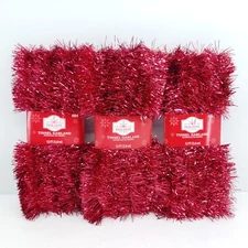 Holiday Time Red Tinsel Garland 12 ft Lot of 3 Total of 36 ft