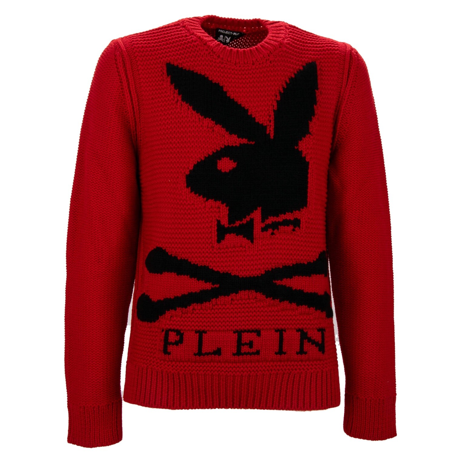 Шерстяной свитер PHILIPP PLEIN x с логотипом PLAYBOY Bunny Красный черный 08392 65590₽