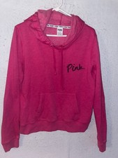 Victoria Secret Pink Long Sleeve Sweatshirt Hoodie L logo Pink Fleece women's
