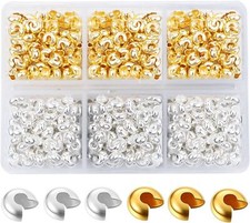 600 Pieces Crimp Bead Covers 4mm Open Half Round Gold  Silver