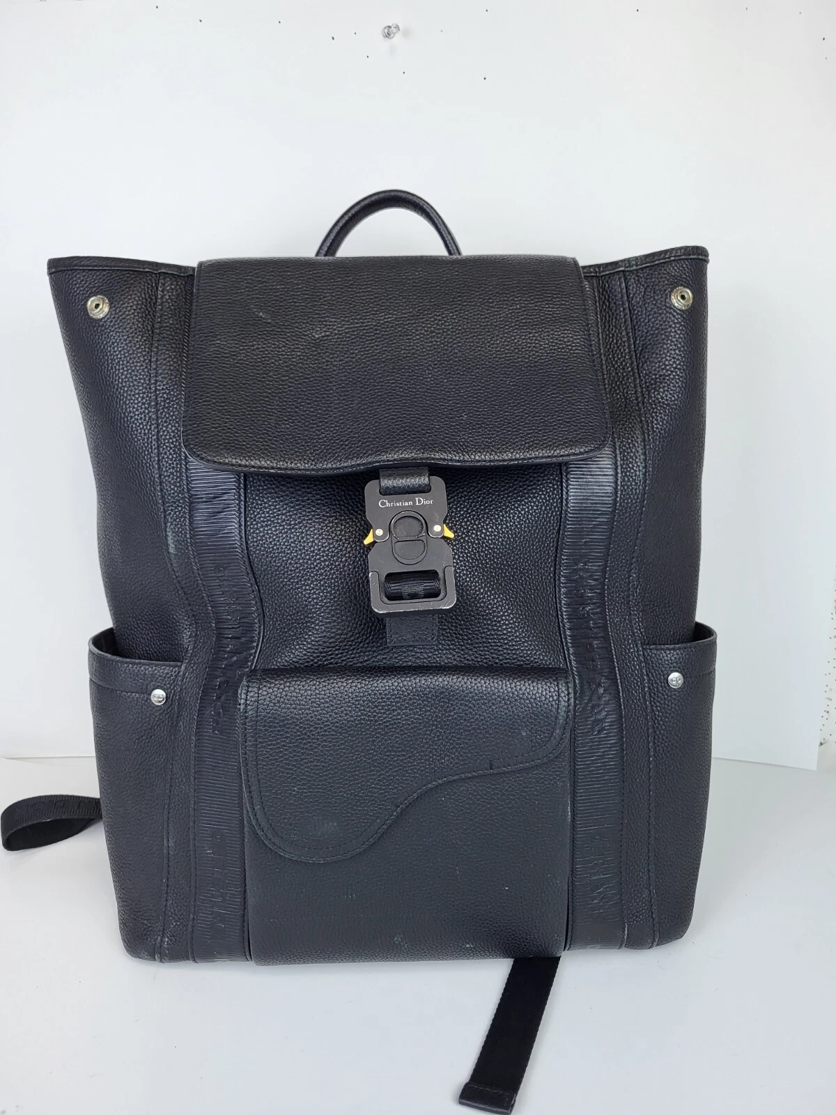 Sac à dos homme Dior sacoche selle cuir noir grainé 