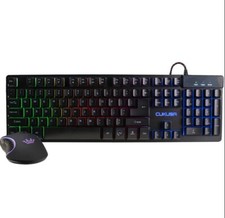 CUKUSA Rainbow Backlit 104-Key Gaming Keyboard and Mouse Combo - Black