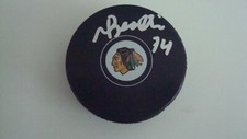 Nicolas Beaudin AUTOGRAPHED CHICAGO BLACKHAWKS HOCKEY PUCK SIGNED