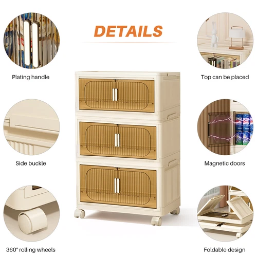 3/6 Stackable Storage Bins Closet Organizer Plastic Container Box with Wheels US - Picture 6 of 46