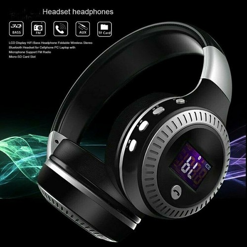 Bluetooth Headphones with FM Radio LCD 