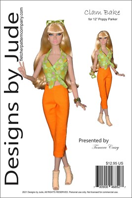 Clam Bake Doll Clothes Sewing Pattern 12'' Poppy Parker Integirty Dolls