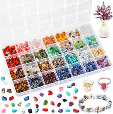 Crystal Beads Kit 28 Colors Chips Gemstone Beads Ring Jewelry Bracelets Earrin
