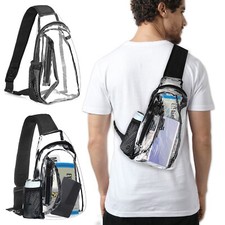 Men Women Clear PVC Shoulder Crossbody Transparent Backpack Chest Bag Waterproof