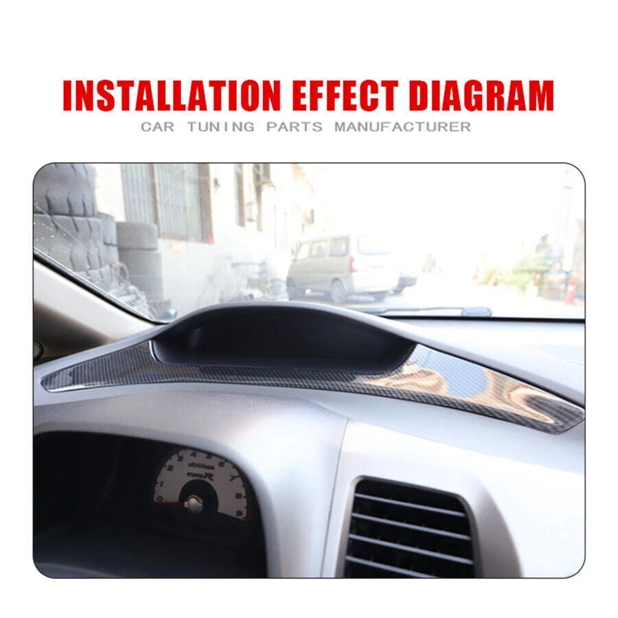 Carbon Fiber Look Middle Control Speedometer Strip Trim For 2006-11 Honda Civic Foto 4 de 4