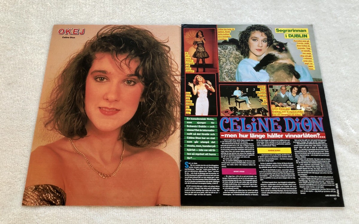 CELINE DION 1988 Clipping Poster Swedish Music magazine Okej