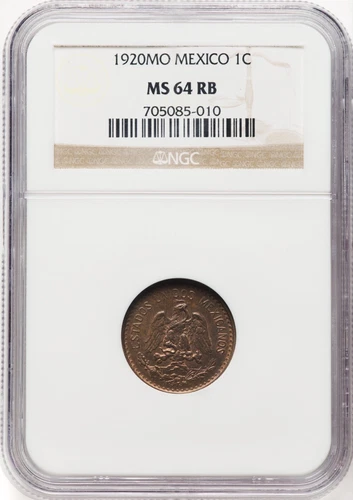 MEXICO ESTADOS UNIDOS 1920  1 CENTAVO COIN NGC CERTIFIED UNCIRCULATED MS64-RB