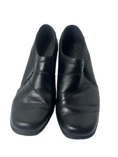 Clarks Bendables Shoes Womens 7M Slip On Loafer Pumps 35645 Black Leather Heels