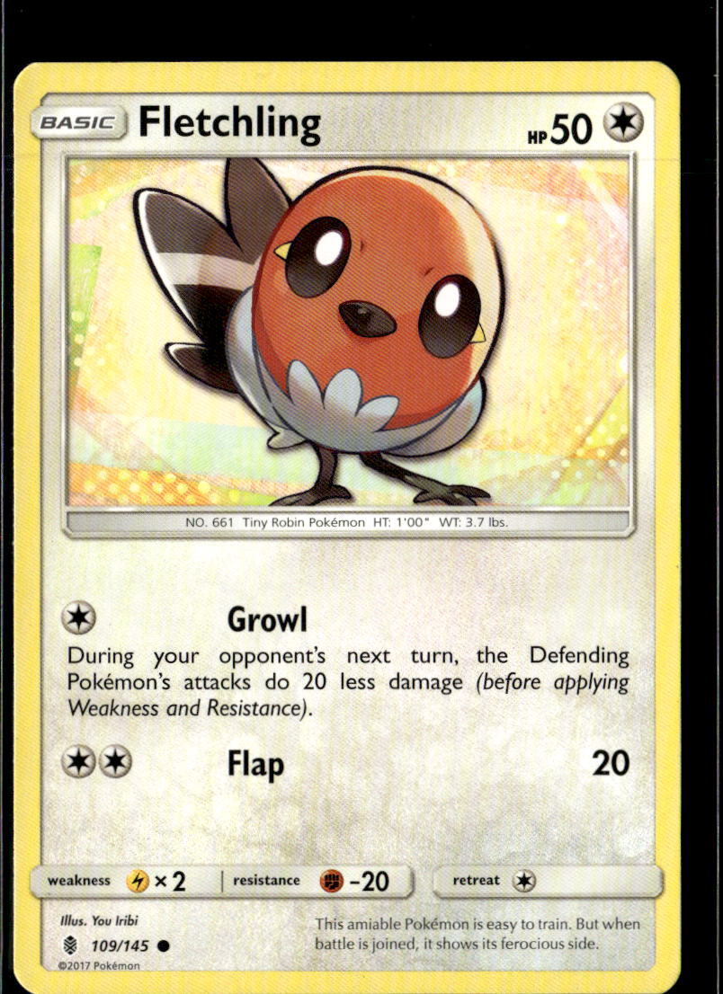 Pokemon Fletchling 109/145 Guardians Rising Non Holo Common 3 Card Lot