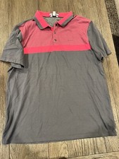 Calvin Klein Mens Gray Pink Liquid Cotton Polo Short Sleeve Shirt Large